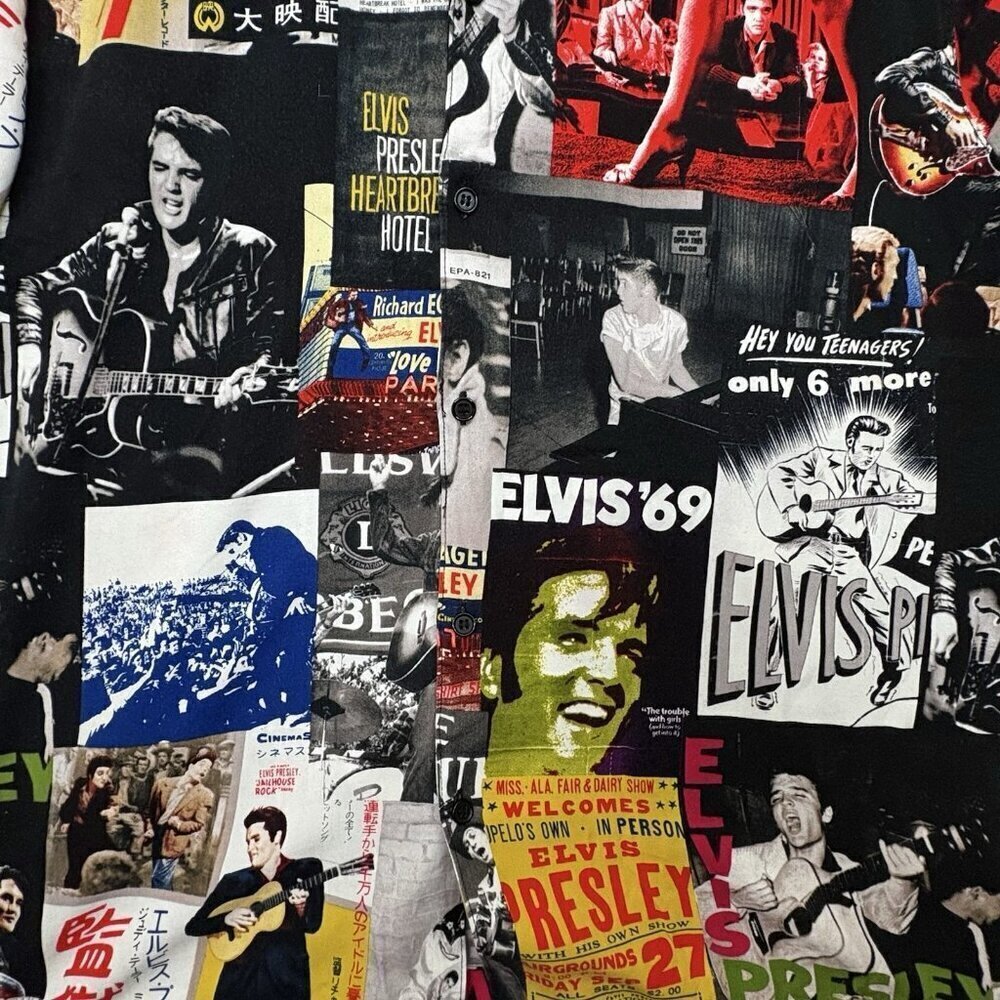 Forever 21 Elvis Presley Pictorial Ltd Ed Short Sleeve Button Down Shirt Men M - Picture 6 of 8